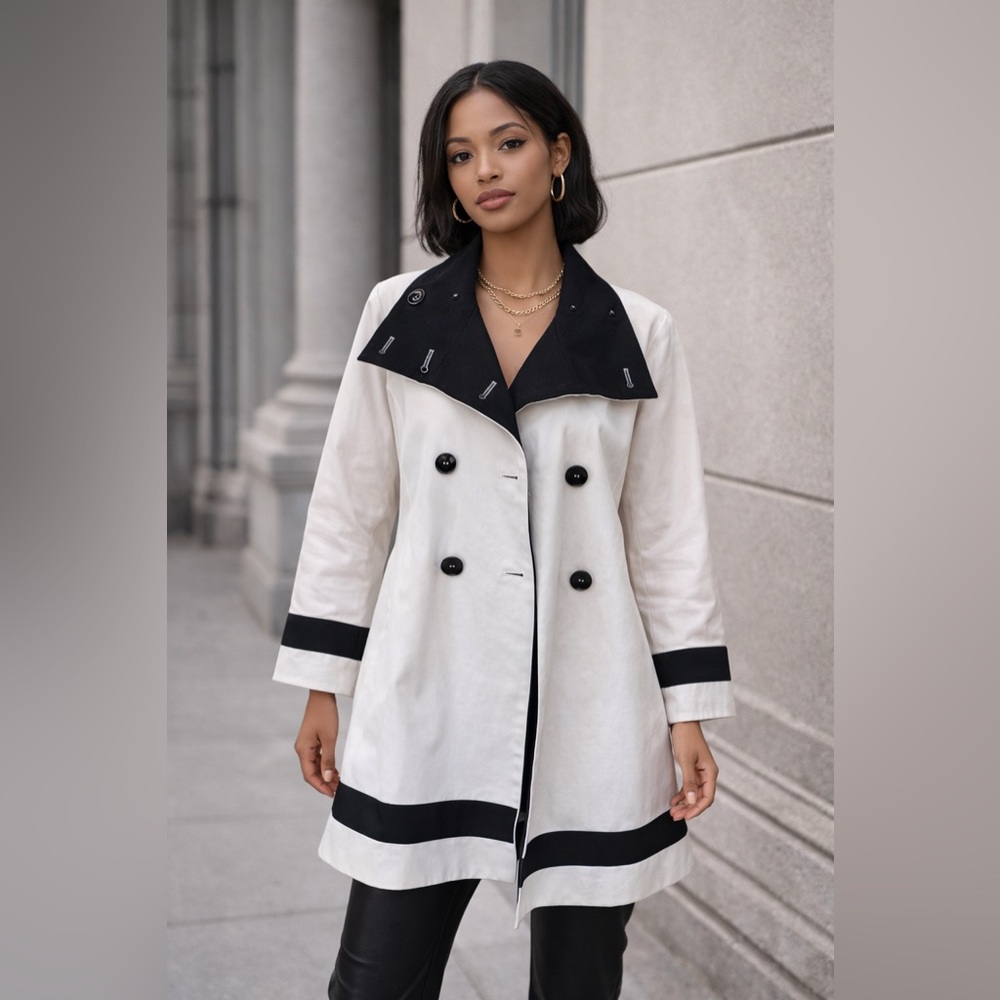Jane Post Black and White Trench Coat